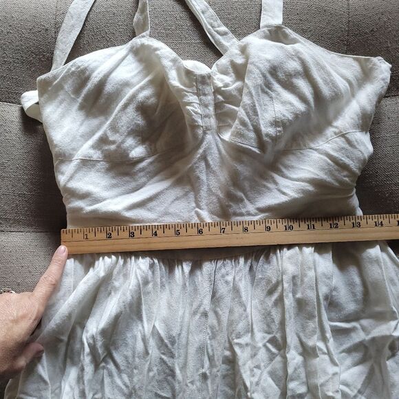 Newport News Boho White Tie Back Dress Light Weight Summer Style Womens 8 - Picture 11 of 13